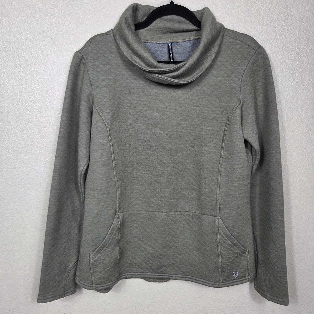 KÜHL Athena Pullover Women's L Gray Merino Wool Blend Cowl Neck Sweater